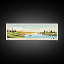 Horton Lake Northwest Territories Framed Canvas Print, Panoramic Art, Midcentury Modern, Pop Art, Living Room Decor, Travel Poster, Lake House Decor
