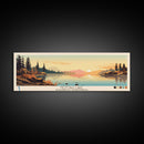 Hottah Lake Northwest Territories Framed Canvas Print, Panoramic Wall Art, Midcentury Modern, Pop Art, Bedroom Decor, Travel Poster, Home Decor