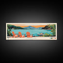 Jordan Pond Maine Framed Canvas Print, Panoramic Wall Art, Midcentury Modern, Pop Art, Bedroom Decor, Travel Poster, Artistic Home Decor