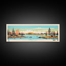 Kasba Lake Nunavut Framed Canvas Print, Panoramic Wall Art, Midcentury Modern, Pop Art, Bedroom Decor, Travel Poster, Home Decor