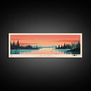 Lac De Gras Northwest Framed Canvas Print, Panoramic Wall Art, Midcentury Modern, Pop Art, Bedroom Decor, Travel Poster, Living Room Art