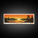 Lac Des Bois Northwest Territories Framed Canvas Print, Panoramic Art, Midcentury Modern, Pop Art, Living Room Wall Art, Travel Poster, Lake House Decor