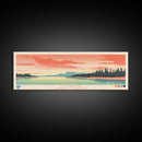 Lac Maunoir Northwest Territories Framed Canvas Print, Panoramic Art, Midcentury Modern, Pop Art, Living Room Wall Art, Travel Poster, Lake House Decor