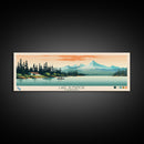 Lake Almanor California Framed Canvas Print, Panoramic Art, Midcentury Modern, Pop Art, Living Room Wall Art, Travel Poster, Lake House Decor