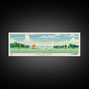Lake Artemesia Maryland Framed Canvas Print, Panoramic Wall Art, Midcentury Modern, Pop Art, Bedroom Decor, Travel Poster, Living Room Art