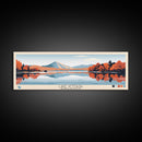 Lake Attitash Massachusetts Framed Canvas Print, Panoramic Wall Art, Midcentury Modern, Pop Art, Bedroom Decor, Travel Poster, Living Room Art