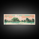 Lake Bill Waller Mississippi Framed Canvas Print, Panoramic Art, Midcentury Modern, Pop Art, Living Room Wall Art, Travel Poster, Lake House Decor