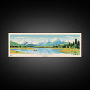 Lake Brooks Alaska Framed Canvas Print, Panoramic Wall Art, Midcentury Modern, Pop Art, Bedroom Decor, Travel Poster, Living Room Art