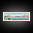 Lake Cachuma California Framed Canvas Print, Panoramic Art, Midcentury Modern, Pop Art, Living Room Wall Art, Travel Poster, Lake House Decor