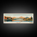 Lake Carmi Vermont Framed Canvas Print, Panoramic Art, Midcentury Modern, Pop Art, Living Room Wall Art, Travel Poster, Lake House Decor