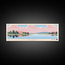 Lake Carnegie New Jersey Framed Canvas Print, Panoramic Wall Art, Midcentury Modern, Pop Art, Bedroom Decor, Travel Poster, Living Room Art