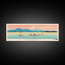 Lake Dardanelle California Framed Canvas Print, Panoramic Art, Midcentury Modern, Pop Art, Living Room Wall Art, Travel Poster, Lake House Decor