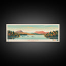 Lake Dunmore Vermont Framed Canvas Print, Panoramic Art, Midcentury Modern, Pop Art, Living Room Wall Art, Travel Poster, Lake House Decor
