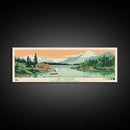 Lake Grandin Northwest Territories Framed Canvas Print, Panoramic Art, Midcentury Modern, Pop Art, Living Room Wall Art, Travel Poster, Lake House Decor