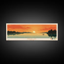 Lake Kinkaid Illinois Framed Canvas Print, Panoramic Wall Art, Midcentury Modern, Pop Art, Lake House Decor, Travel Poster, Bedroom Art