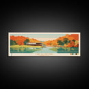 Lake Lillinonah Connecticut Framed Canvas Print, Panoramic Wall Art, Midcentury Modern, Pop Art, Living Room Decor, Travel Poster
