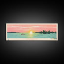 Lake Manitoba Manitoba Framed Canvas Print, Panoramic Wall Art, Midcentury Modern, Pop Art, Bedroom Art, Travel Poster, Lake House Decor