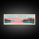 Lake Martin Alabama Framed Canvas Print, Panoramic Wall Art, Midcentury Modern, Pop Art, Living Room Decor, Travel Poster