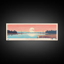 Lake Muskegon Michigan Framed Canvas Print, Panoramic Wall Art, Midcentury Modern, Pop Art, Living Room Decor, Travel Poster