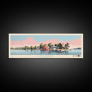 Lake Oconee Georgia Framed Canvas Print, Panoramic Wall Art, Midcentury Modern, Pop Art, Living Room Decor, Travel Poster, Lake House Art