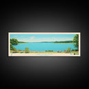 Lake Oologah Oklahoma Framed Canvas Print, Panoramic Wall Art, Midcentury Modern, Pop Art, Bedroom Art, Travel Poster, Lake House Decor