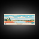 Lake Poinsett South Dakota Framed Canvas Print, Panoramic Wall Art, Midcentury Modern, Pop Art, Bedroom Art, Travel Poster, Lake House Decor