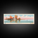 Lake Simcoe Quebec Framed Canvas Print, Panoramic Wall Art, Midcentury Modern, Pop Art, Bedroom Art, Travel Poster, Lake House Decor