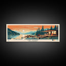 Lake Sunapee New Hamphire Framed Canvas Print, Panoramic Wall Art, Midcentury Modern, Pop Art, Bedroom Art, Travel Poster, Lake House Decor