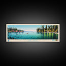 Lake Tahoe CaliforniaNevada Framed Canvas Print, Panoramic Wall Art, Midcentury Modern, Pop Art, Bedroom Art, Travel Poster, Lake House Decor
