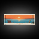 Lake Tawakoni Texas Framed Canvas Print, Panoramic Wall Art, Midcentury Modern, Pop Art, Bedroom Art, Travel Poster, Lake House Decor