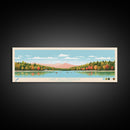 Lake Wallenpaupack, Pennsylvania Panoramic Wall Art Framed Canvas Print, Midcentury Modern, Pop Art, Home Decor, Travel Poster, Living Room Art
