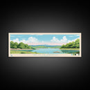Lake of the Arbuckles Oklahoma Framed Canvas Print, Panoramic Wall Art, Midcentury Modern, Pop Art, Bedroom Art, Travel Poster, Lake House Decor