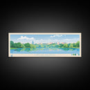 Lake of the Isles Minneapolis Framed Canvas Print, Panoramic Wall Art, Midcentury Modern, Pop Art, Living Room Decor, Travel Poster, Lake House Art