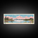 Leigh Lake, Wyoming Panoramic Wall Art Framed Canvas Print, Midcentury Modern, Pop Art, Home Decor, Travel Poster, Bedroom Art