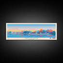 Liberty Reservoir, Maryland Panoramic Wall Art Framed Canvas Print, Midcentury Modern, Pop Art, Home Decor, Travel Poster, Bedroom Art