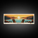 Loch Raven Reservoir, Maryland Panoramic Wall Art Framed Canvas Print, Midcentury Modern, Pop Art, Home Decor, Travel Poster, Living Room Art