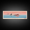 Lucky Peak Lake, Idaho Panoramic Wall Art Framed Canvas Print, Midcentury Modern, Pop Art, Home Decor, Travel Poster, Bedroom Art
