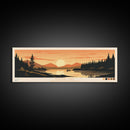 MacKay Lake, Northwest Territories Panoramic Wall Art Framed Canvas Print, Midcentury Modern, Pop Art, Home Decor, Travel Poster, Bedroom Art