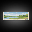 Malvern Lake, Kansas Panoramic Wall Art Framed Canvas Print, Midcentury Modern, Pop Art, Home Decor, Travel Poster, Living Room Art