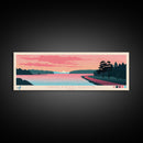 Martre R Gomez Reservoir, Texas Panoramic Wall Art Framed Canvas Print, Midcentury Modern, Pop Art, Home Decor, Travel Poster, Bedroom Art