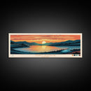 Merritt Reservoir, Nebraska Panoramic Wall Art Framed Canvas Print, Midcentury Modern, Pop Art, Home Decor, Travel Poster, Bedroom Art