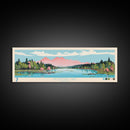 Mountain Lake, Virginia Framed Canvas Print, Panoramic Wall Art, Midcentury Modern, Pop Art, Home Decor, Travel Poster, Bedroom Art