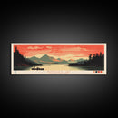Nantahala Lake, North Carolina Framed Canvas Print, Panoramic Wall Art, Midcentury Modern, Pop Art, Home Decor, Travel Poster, Bedroom Art