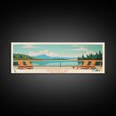 Newfound Lake, New Hampshire Framed Canvas Print, Panoramic Wall Art, Midcentury Modern, Pop Art, Home Decor, Travel Poster, Living Room Art