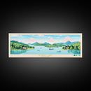 Norris Lake, Tennessee Framed Canvas Print, Panoramic Wall Art, Midcentury Modern, Pop Art, Home Decor, Travel Poster, Living Room Art