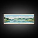 Palisades Reservoir, Idaho Framed Canvas Print, Panoramic Wall Art, Midcentury Modern, Pop Art, Home Decor, Travel Poster, Living Room Art