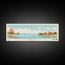 Perry Lake, Kansas Framed Canvas Print, Panoramic Wall Art, Midcentury Modern, Pop Art, Home Decor, Travel Poster, Living Room Art