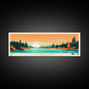 Petenwell Lake, Wisconsin Framed Canvas Print, Panoramic Wall Art, Midcentury Modern, Pop Art, Home Decor, Travel Poster, Bedroom Art
