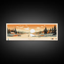 Pibel Lake, Nebraska Framed Canvas Print, Panoramic Wall Art, Midcentury Modern, Pop Art, Home Decor, Travel Poster, Bedroom Art