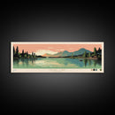 Quake Lake, Montana Framed Canvas Print, Home Decor, Midcentury Modern, Panoramic Wall Art, Pop Art, Travel Poster
